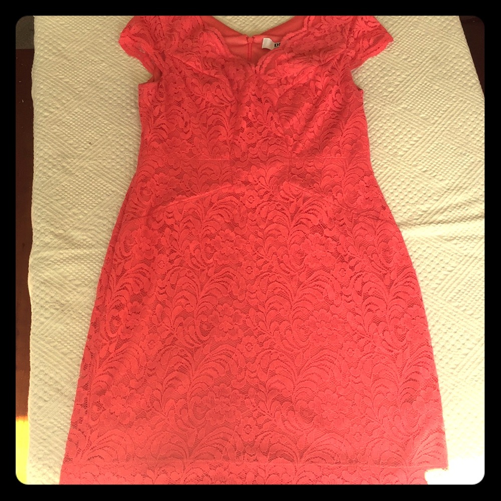 Coral lace dress